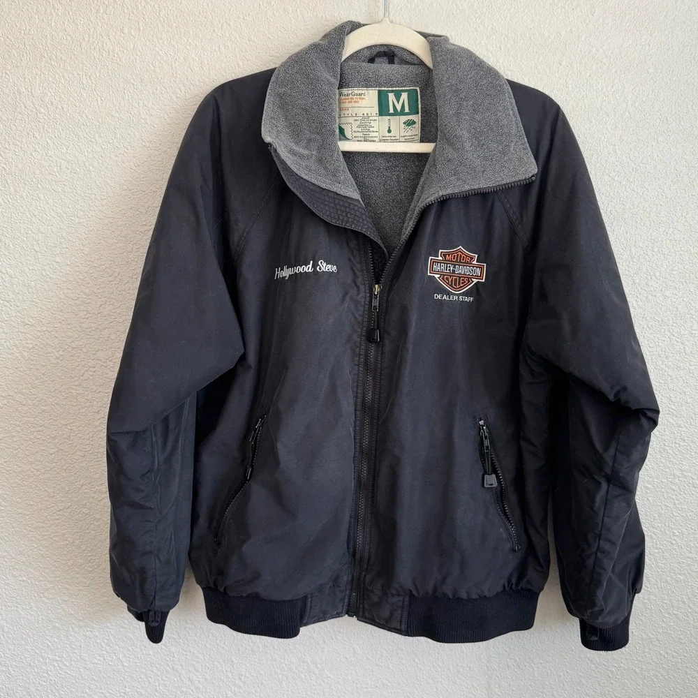 VTG Y2K WearGuard Harley-Davidson Dealer Staff Jacket Black Fleece Lined Mens M